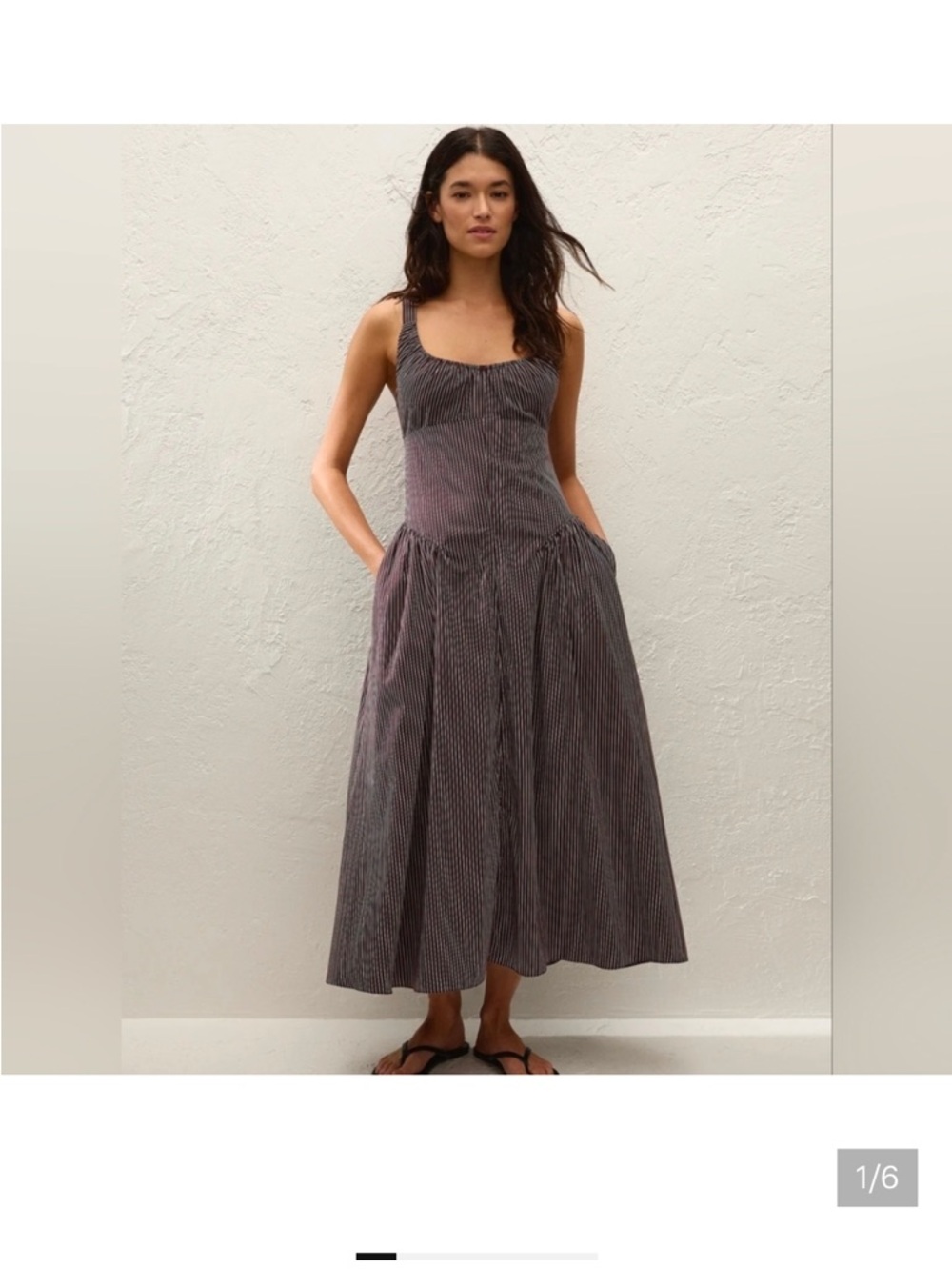 Faithfull the Brand Olas Midi Dress in Chocolate Plum Stripe